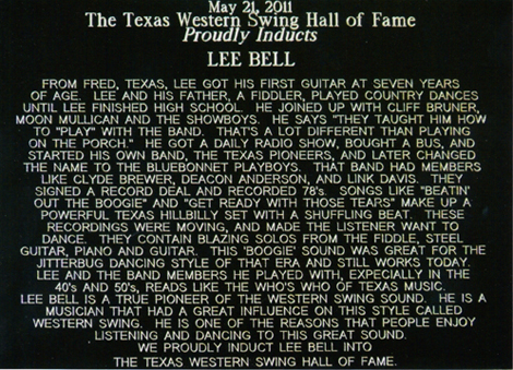 LEE BELL - 2011 AWARD